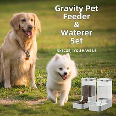 NKECOBJI Gravity Pet Feeder and Water Dispenser Set, Automatic Dog Feeder and Dog Water Dispenser for Dogs Cats Pets Animals Large Capacity(3.8L) - Image 6