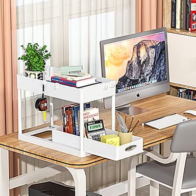 PUILUO 2 Set Under Sink Cabinet Organizer, 2 Tier Storage Under Cabinet Bathroom Under Sink Organizers and Storage Black Under Sink Storage for Bathroom Kitchen - Image 7