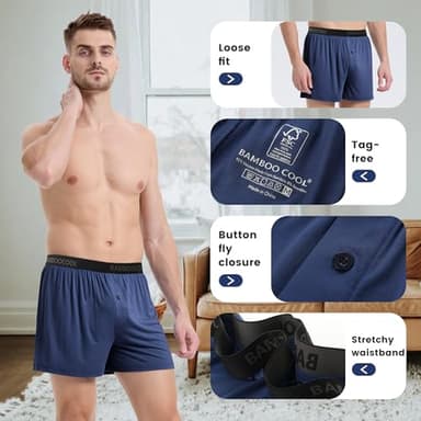 BAMBOO COOL Men's Boxer Shorts Underwear Soft Comfortable Breathable Classic Casual Loose Stretch Knit Short (3 Pack), X-Large - Image 4