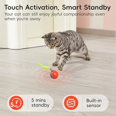 Potaroma Moving Ball Cat Toys with Feather Tail, Rechargeable 2025 New Interactive Toy for Indoor Cats Exercise, Smart Interactive Kitten Rolling Ball, Orange - Image 4