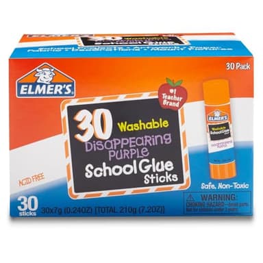 Elmer’s Disappearing Purple School Glue Sticks, Washable, 7g, 30 Count - Bulk Pack for Classrooms, 1 Teacher Brand - Image 5