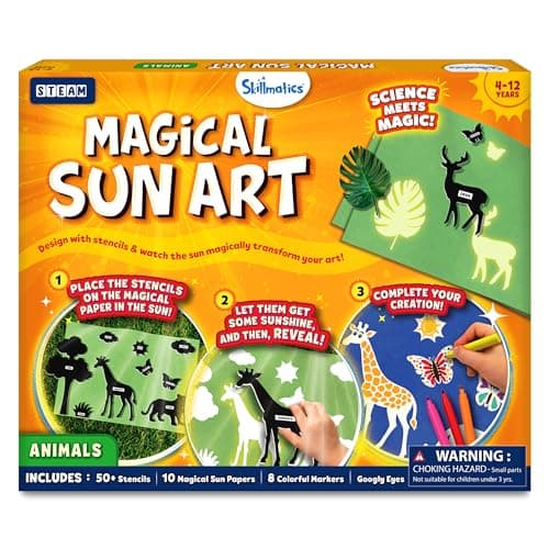 Skillmatics Sun Paper Art Kit - STEM Craft Kit for Kids with Decorative Paper, Stencils & Markers, Create with Sunlight, Mess-Free, Indoor Fun, Gifts for Ages 4, 5, 6, 7, 8, 9, 10, 11, 12 - Image 1