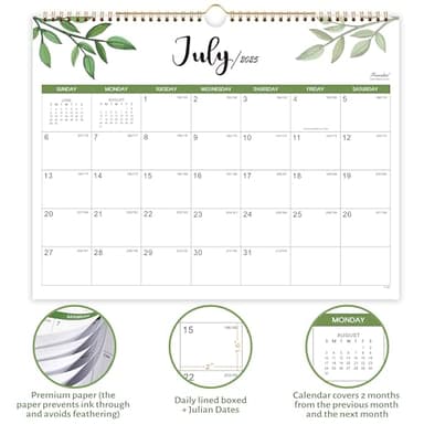 Wall Calendar 2025-2027 - JULY 2025 to JUNE 2027, 24 Months Wall Calendar 2025-2027, 14.8'' x 11.5'', Large Blocks with Julian Dates - Image 5