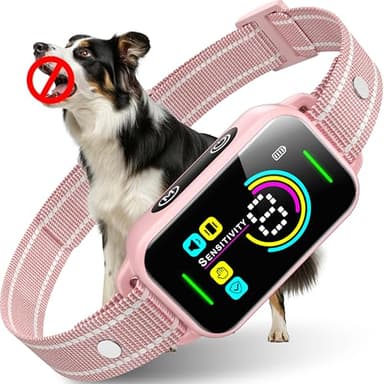 DINJOO Dog Bark Collar for Large Medium Small Dogs,Smart Bark Collar,Rechargeable Anti Barking Training Collar with 8 Adjustable Sensitivity,Bark Collar with Beep (Pink) - Image 1
