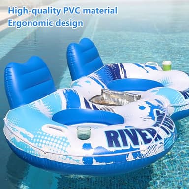 JOSEN Inflatable River Tube Float - 2 Person Heavy Duty River Float, Pool Floats Adult, Lake River Floats Water Tubes for Floating with Removable Cooler & Cupholders for Summer Relaxation - Image 3