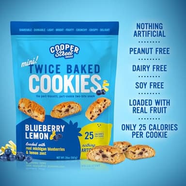 Cooper Street Twice-Baked Blueberry Lemon Biscotti Cookies (16 oz) – Over 50 Biscotti per Bag Loaded with Real Fruit, Italian Style Snacks Ideal with Coffee or Tea - Dairy, Peanut & Soy Free, Kosher - Image 5