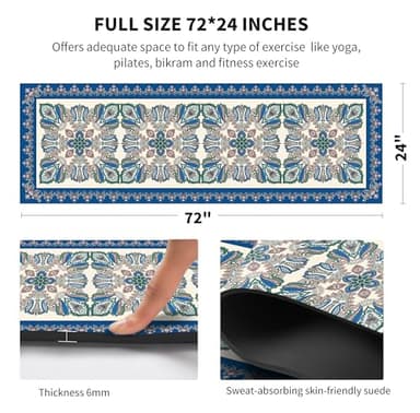 nuveti Yoga Mat Print Extra Thick TPE Non Slip Fitness Exercise Mat with Carrying Bag,72"x24" Extra Thick 6MM Exercise & Workout Mat for Yoga, Pilates Fitness and Floor Exercises - Image 3