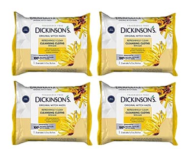 Dickinson's Original Witch Hazel Refreshingly Clean Cleansing Cloths with Aloe, 4 Pack, 25 Cloths per Pack - Image 1