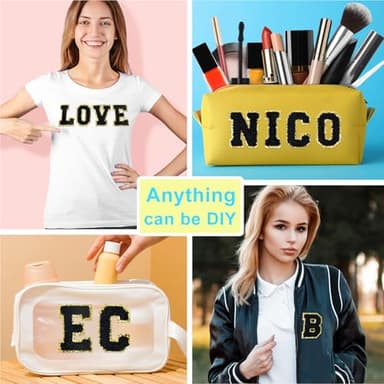 ASTARON 26 Pcs Self Adhesive Letter Patches Chenille Letters Stickers, A-Z Embroidered Applique Patches Alphabet Cloth Patch for Clothes, Bags, Hat, Phone Case, DIY Accessories (Black) - Image 5