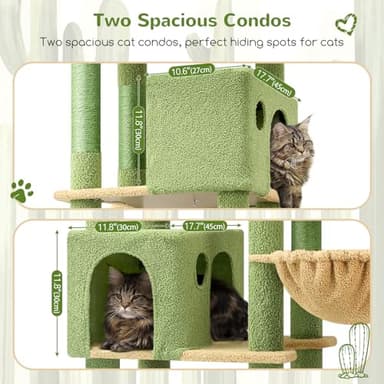 Globlazer Cactus Giant Cat Tree, 83 inch Cat Tree for Indoor Cats Large Adult, XXL Cat Tower with 9 Scratching Posts for 20lb+ Heavy Duty Large Adult Cats, F83, Green - Image 3