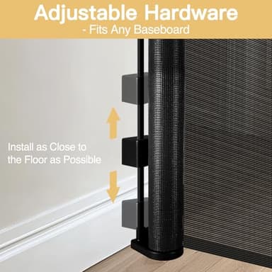 Reinforced 42" Extra Tall Pet Gate 55" Wide Retractable Baby Gate with Support Rods - Retractable Dog Gate Indoor/Outdoor Retractable Gate, Bottom Anti-Escape Tall Dog Gates for Doorways, Black - Image 7