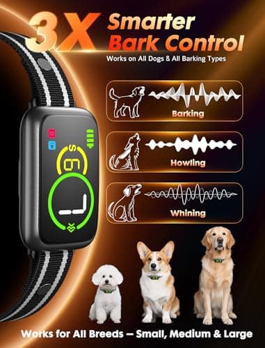 Dog Bark Collar, Smart Bark Collar for Small Dogs 5-15lbs Medium Large Dogs, Effective AI Barking Collar with Adjustable Beep Vibration Modes & 7 Sensitivity, Automatic Anti Barking Device for Dog - Image 2
