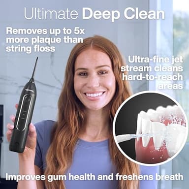 AquaSonic Icon Water Flosser for Teeth – Cordless Rechargeable Oral Irrigator – Waterproof, Portable Dental Cleaning with Jet Tip – Braces Home Travel - Onyx - Image 2