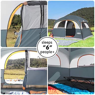 UNP Tents 6 Person Waterproof Windproof Easy Setup,Double Layer Family Camping Tent with 1 Mesh Door & 5 Large Mesh Windows -10'X9'X78in(H) Gray - Image 6
