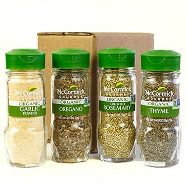 McCormick Gourmet Organic Garlic & Herbs Everyday Basics Variety Pack (Oregano, Garlic Powder, Crushed Rosemary, Thyme), 0.05 lb - Image 2