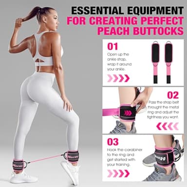 HOXWC Ankle Resistance Bands with Cuffs, Ankle Bands for Working Out, Ankle Resistance Band for Leg, Booty Workout Equipment for Kickbacks Hip Fitness Training, Exercise Bands for Butt Lift Women - Image 5