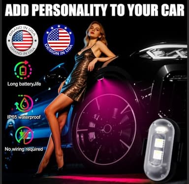 Wireless LED Lights for Car, Wireless Rock Lights with 8 Colors 10 Modes,Led Strobe Warning Light, Motorcycles, Boats, Camping, Bikes, Drones，Design in USA (4pcs Black) - Image 2