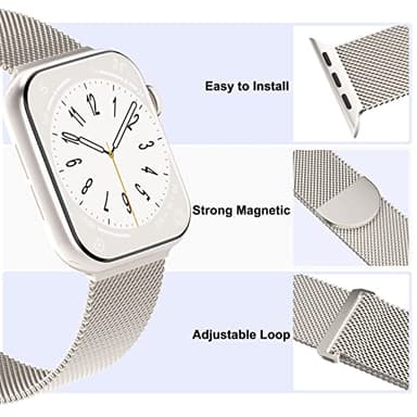 STEEZRD 3 Pack Mesh Metal Apple Watch Bands, 38mm-45mm, Stainless Steel Magnetic Loop Band Replacement for Ultra 2 iWatch Series 9/8/SE/7/6/5/4/3/2/1 - Image 3