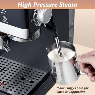 tesslux Espresso Machine with Grinder, 20 Bar Compact Espresso Maker with Milk Frother Steam Wand, Professional Coffee Machine for Home, Touch Control, Cappuccino & Latte Maker - Image 6