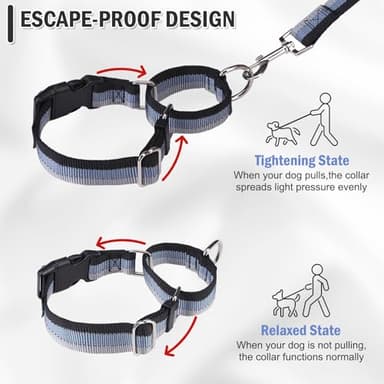 ESGPET Martingale Dog Collar and Leash Set for Walking, Playing, Training, Reflective Adjustable Puppy Collars with Leash for Small Medium Large Dogs (Black,Small) - Image 2