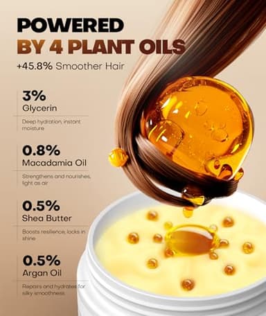 Srripo Collagen Hair Mask for Deep Conditioning, Keratin Hair Treatment with 4 Hydrolyzed Proteins, Moroccan & Avocado Oils Conditioner for Nourish, Calendula Gentian Extracts Care Dry & Damaged Hair - Image 4
