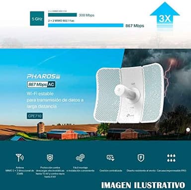 TP-Link CPE710 | 5GHz AC 867Mbps Long Range Gigabit Outdoor CPE for PtP and PtMP Transmission | Point to Point Wireless Bridge | 23dBi | Passive PoE Powered w/Free PoE Injector | Pharos Control - Image 7