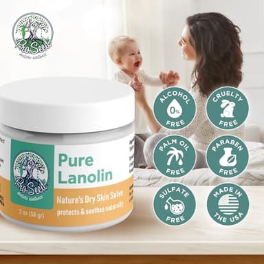100% Pure Lanolin Cream - Handmade, Unrefined Balm for Dry & Itchy Skin, Cracked Lips, Breastfeeding, Baby Care, Moisture-Rich, Nursing Essentials & Petroleum-Free, Perfect for Hands, Face & Paw Care - Image 3
