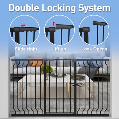 WAOWAO Extra Tall 40.55" Baby Gate 29.92-63.38" Wide Pressure Mounted Walk Through Swing Auto Close Safety Black Metal Toddler Child Dog Pet for Indoor Stairs,Doorways,Kitche - Image 3