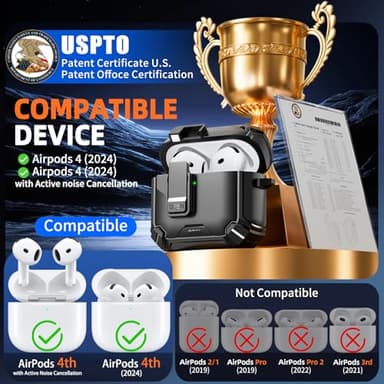 Inesore Compatible with AirPods 4th Case with Phone Stand & Cleaning Kit,Compatible with Magsafe,Magnetic Automatic Lock for Airpods 4 with Active Noise Cancellation Charging Cover (2024) - Image 2