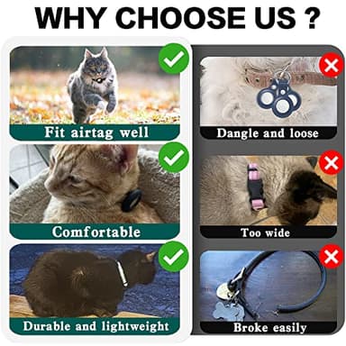 Dgerp Airtag Cat Collar Breakaway, Reflective Kitten Collar with Apple Air Tag Holder and Bell for Girl Boy Cats, 0.4 Inches in Width and Lightweight(Pink) - Image 4