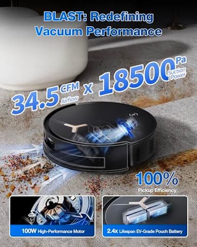 ECOVACS DEEBOT T50 MAX PRO Omni Robot Vacuum and Mop, 18,500Pa Blast Suction, 18mm Auto-Lift, ZeroTangle &TruEdge 2.0, AIVI 3.0 Obstacle Avoidance, Auto Hot Water Mop Wash/Dry/Refill, Self-Emptying - Image 2