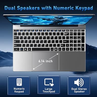 NIAKUN Laptop, Windows 11 Pro Laptop Computer 2025, 15.6 Inch Lap Top, 8GB RAM 256GB SSD PC, N4020 Processor, 15.6" FHD 1920 * 1080 Display, WIFI5, BT5.0 - Image 5