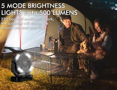 40000mAh Battery Powered Camping Fan, 136Hrs Cooling, Rechargeable Fan High Velocity, Auto 45°/90° Oscillation, Remote & Timer Battery Operated Fan for Car Travel RV Garage Patio Hurricane Emergency - Image 6