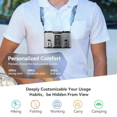 Astaowl 24000mAh Personal Waist Fan, USB Rechargeable Clip The Waist For Working,10 Speed & 40H Cooling and Heatstroke Prevention For Outdoor Travel Camping (Grey, 24000mAh) - Image 6