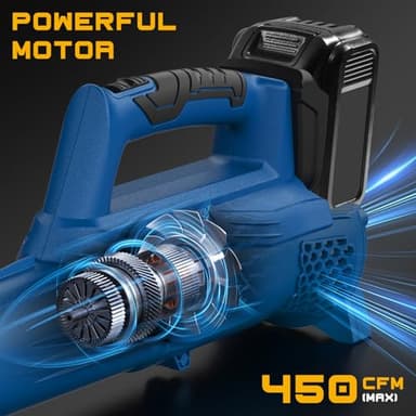 Cordless Leaf Blower for Dewalt 20V Battery, 400 CFM Electric Leaf Blower with 130-MPH, Copper Motor & Turn on Hold Mode, Built-in Protection for Lawn Care (NO Battery) (Yellow) - Image 2