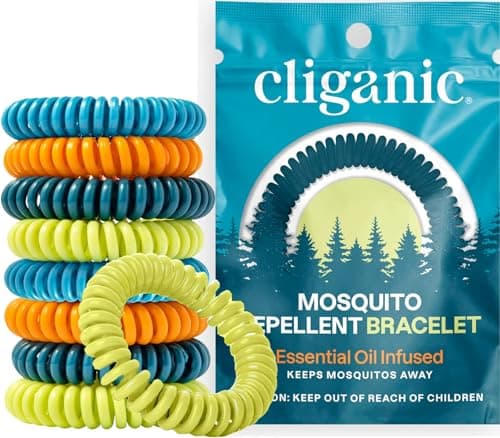 Cliganic 10 Pack Mosquito Repellent Bracelets for Adults & Kids - Natural DEET-Free Bands, Individually Wrapped - Image 1