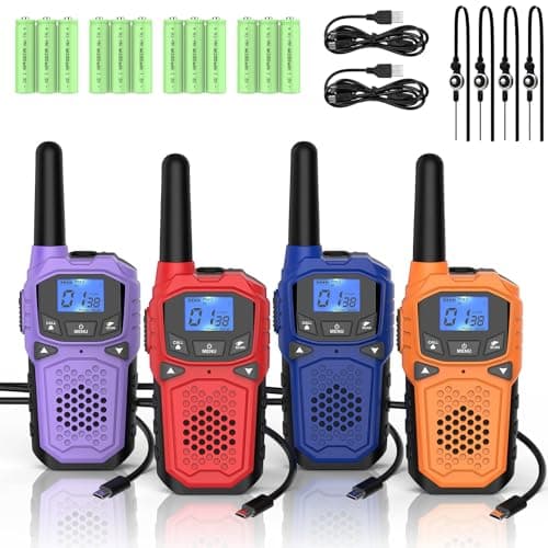 Walkie Talkies for Adults- WokTok Long Range 2 Way Radio for Camping Hiking Hand Held Hiking Accessories Camping Gear Xmas Birthday Gift for Kids,SOS Siren,NOAA Weather Alert,4 Radios - Image 1