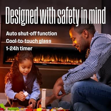 Westinghouse 50 Inch Electric Fireplace Heater, Compatible with Alexa & Google Home, Wall Mount or in-Wall Recessed Fireplace Insert, 24 Hour Timer, Color Changing Flames, 750W/1500W Indoor Heater - Image 5