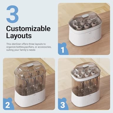Bear Bottle Sterilizer and Dryer, 2 Layers Large Electric Steam Baby Bottle Sterilizer, Fast Bottle Sanitizer and Dryer for All Bottles & Accessories, Time-Saving Design - Image 8