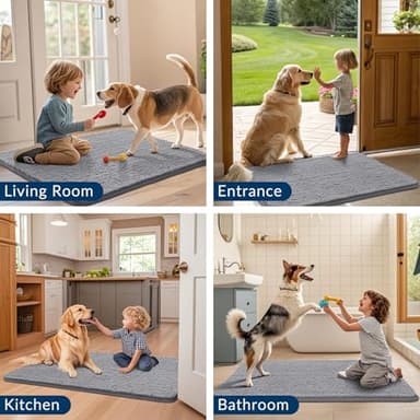 Smiry Dog Door Mat for Muddy Paws 47x32, Absorbs Moisture and Dirt Doormat, Non-Slip Washable Quick Dry Chenille Front Door Mat Indoor Entrance, Entryway Carpet for Inside Floor, Grey - Image 7