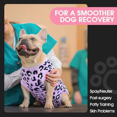 FUAMEY Recovery Suit for Dogs After Surgery,Soft Breathable Dog Bodysuit E-Collar & Cone Alternative Surgical Suit,Male Female Dog Neuter Spay Suits Anti Licking Wounds Onesie Purple Leopard L - Image 3