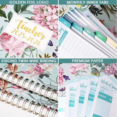 Teacher Planner 2025-2026 - Teacher Lesson Planner 2025-2026 with Colorful Tabs, July 2025 - June 2026, 25-26 Teacher Planners Weekly and Monthly, 8.3" x 11", Academic Year Lesson Plan Book, Twin-Wire Binding - Floral - Image 7