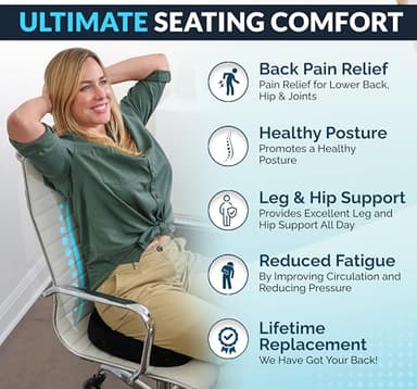 ComfiLife Premium Gel & Memory Foam Seat Cushion – Doctor Recommended Office Chair Cushion, Car Seat Cushion – Chair Cushions for Back & Sciatica Pain Relief – Seat Cushions for Office & Desk (Black) - Image 4