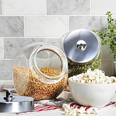 Glass Cookie Jars for Kitchen Counter (3 Pack) 75oz Food Storage Canisters with Airtight Lids + Marker & Labels, Coin & Penny Jar for Candy Buffet, Coffee, Laundry Detergent Holder - Image 2