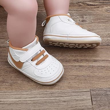 Clowora Unsex Baby Shoes Boys Girls Infant Sneakers Non-Slip Soft Rubber Sole Toddler Crib First Walker Lightweight Shoes (A03/Khaki,6-12 Months) - Image 2