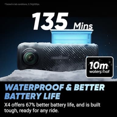 Insta360 X4 Motorcycle Handlebar Bundle - Waterproof 8K 360 Action Camera, 4K Wide-Angle Video, Invisible Selfie Stick Effect, Removable Lens Guards, 135 Min Battery Life, AI Editing, Stabilization - Image 7