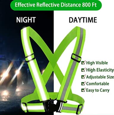 Reflective Vest, Reflective Glow Belt with 2Pack Reflector Armbands, Adjustable Elastic Safety Vest Outdoor Reflective Belt High Visibility, Ultralight & Comfy for Running, Jogging, Walking, Cycling, - Image 2