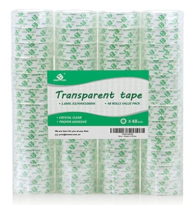 BOMEI PACK 48 Rolls Crystal Clear Transparent Tape, Stationery Tape Refills Rolls for Dispenser, 3/4 in x 1000 in,1 inch Core, Gift Wrapping Tape for Office, School and Home - Image 1