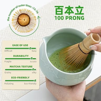 TEANAGOO 7 Pcs Matcha Whisk Set Blue, Ceramic Matcha Set, Matcha Kit for Ceremony, Matcha Tea Set for Making Breakfast/Latte, Tradition Whisk Set and Bowl with Scoop&Sifter, Gift for Friend/Family - Image 4