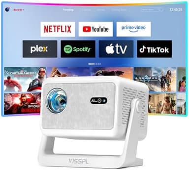 【Compatible with Netflix & Auto focus 】VISSPL Smart Projector with WiFi and Bluetooth, Auto Focus & Keystone Protable Mini Projector with Stand, 4K Home Theater Projector - Image 3